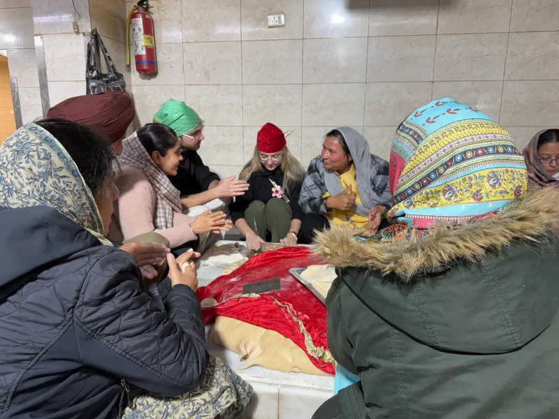 Making roti with locals