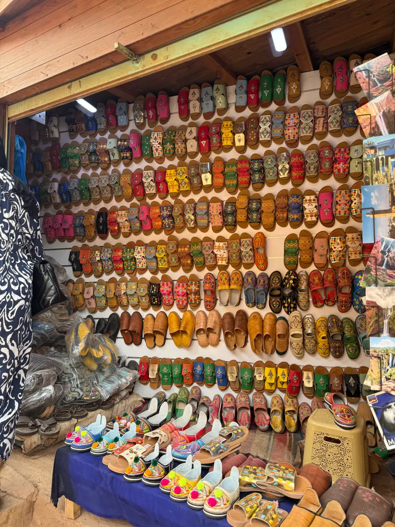 Display of traditional Moroccan babouche slippers