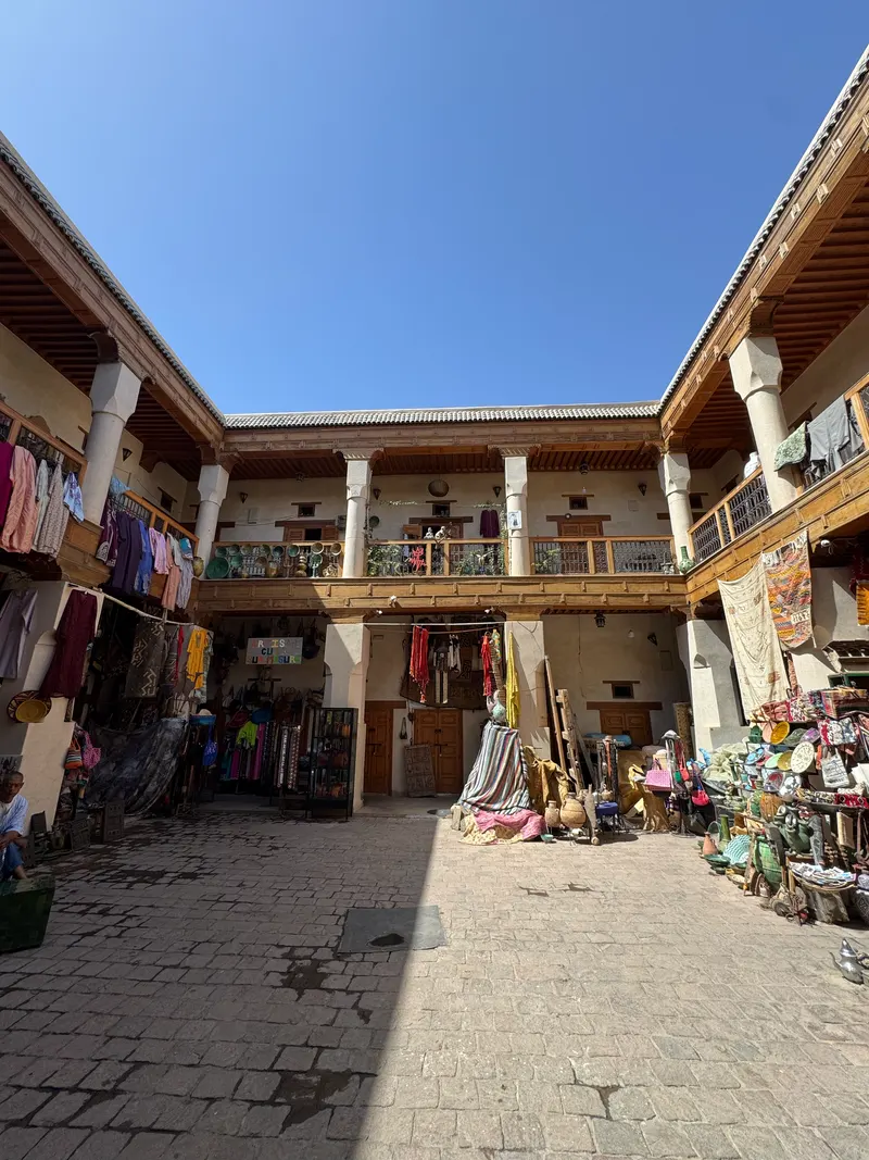 Traditional Marrakech courtyard lined with craft ateliers