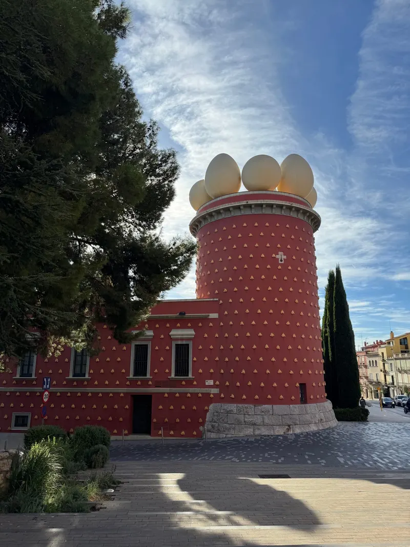 The egg-topped facade of the Dalí Theatre-Museum, Figueres