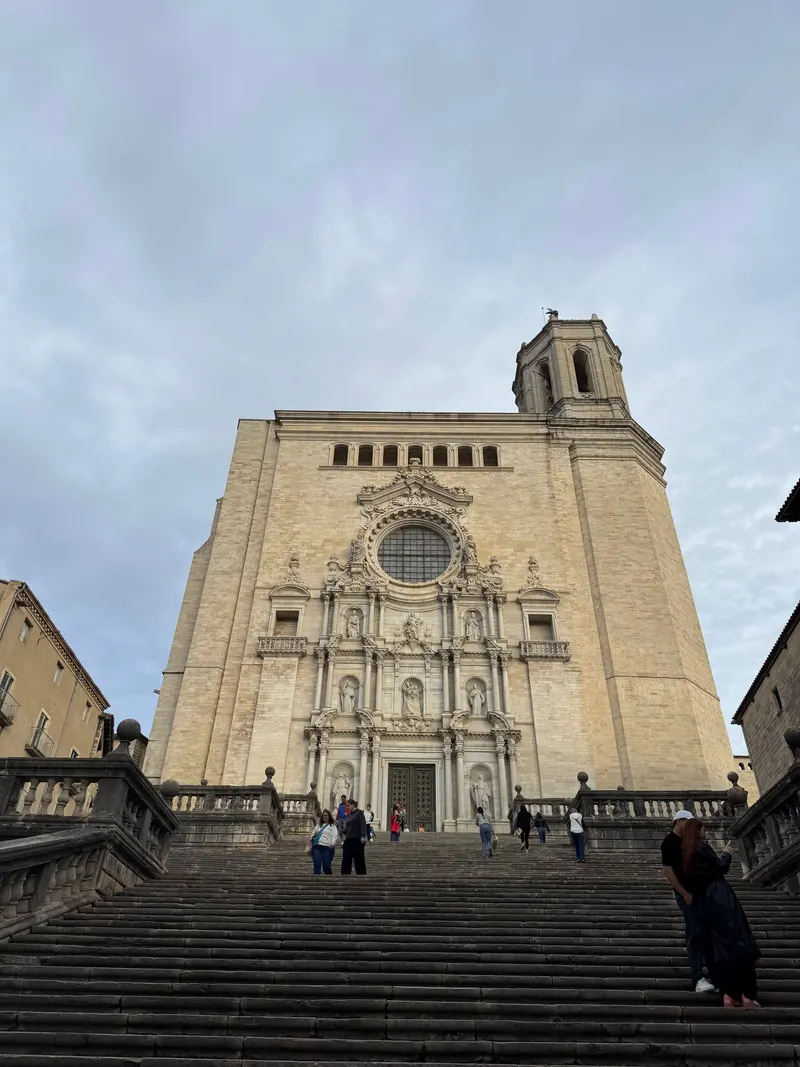 Girona Cathedral seen from the bottom of its monumental staircase