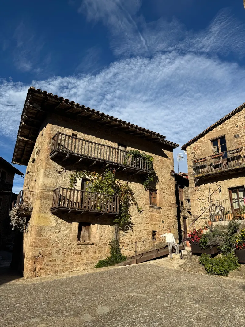 Old buildings around the main square of Santa Pau