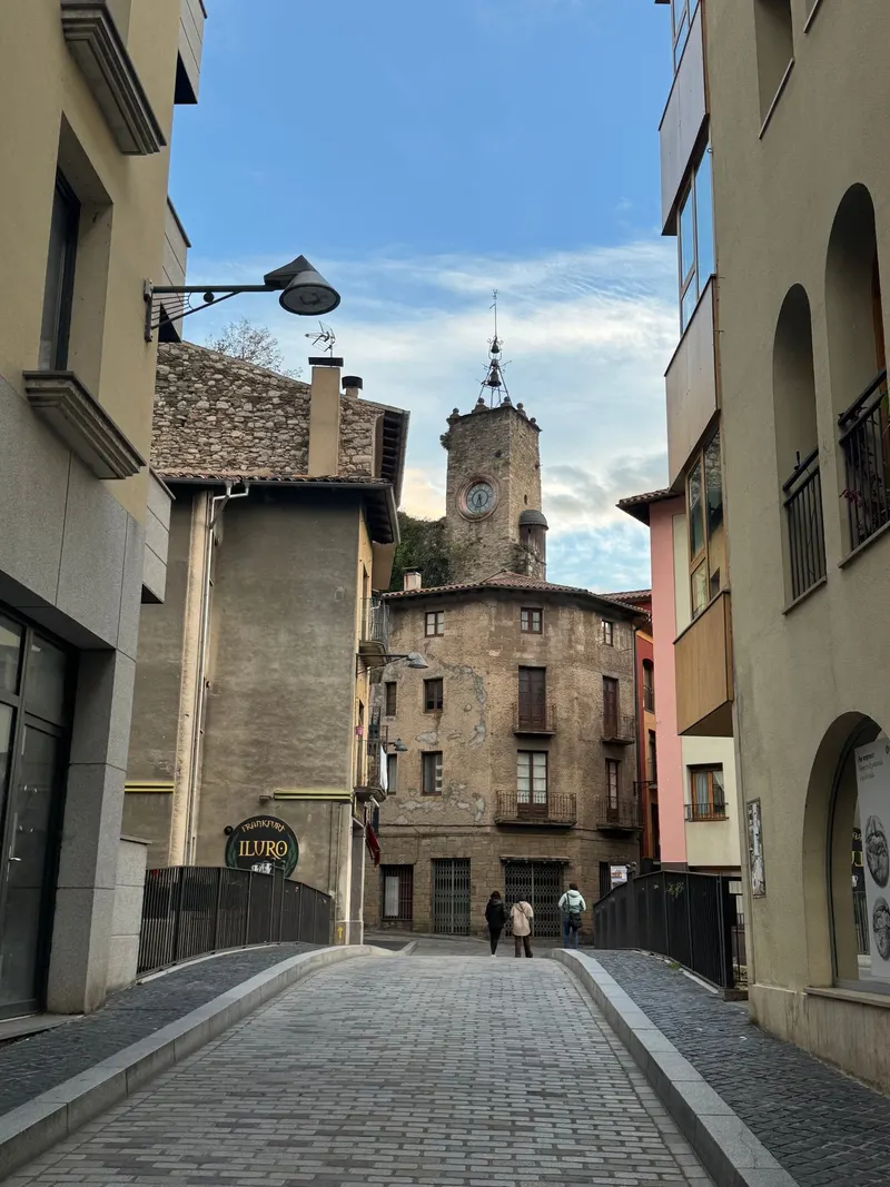 View of the clock tower in Camprodon