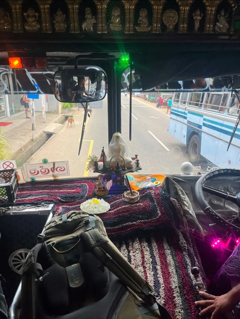 Buddah shrine inside Sri Lankan bus