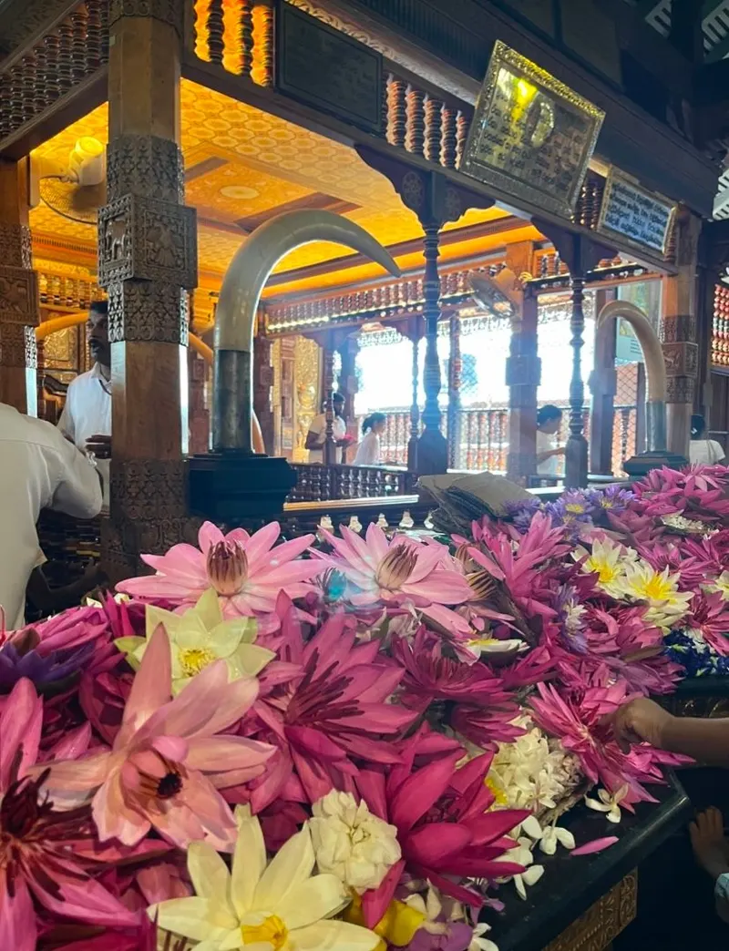 Flower offerings during Puja