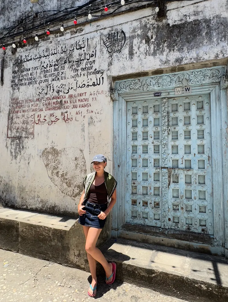 Beautiful blue door in one of Stone Town's mosques