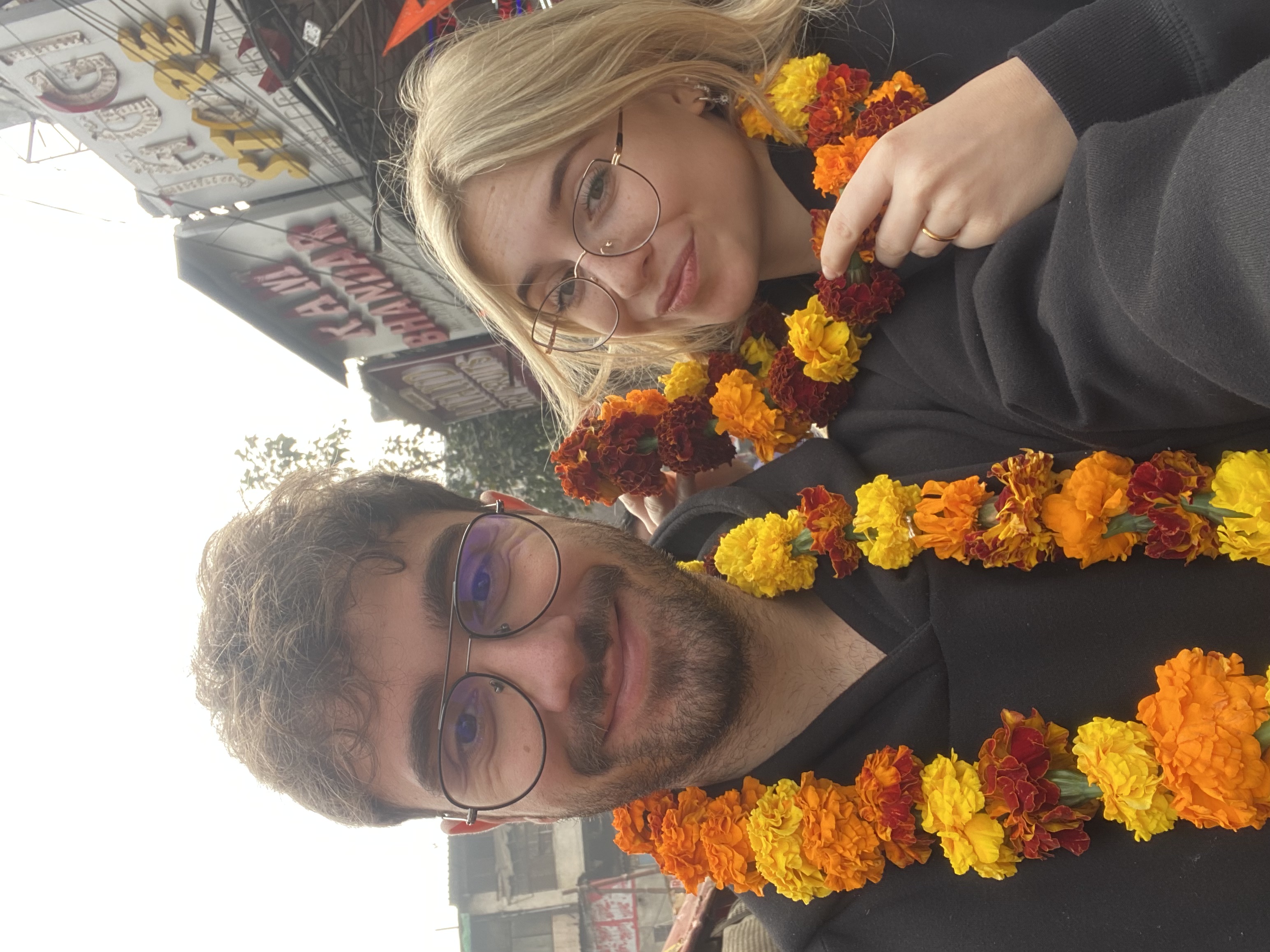 Flower chains in Chandni Chowk