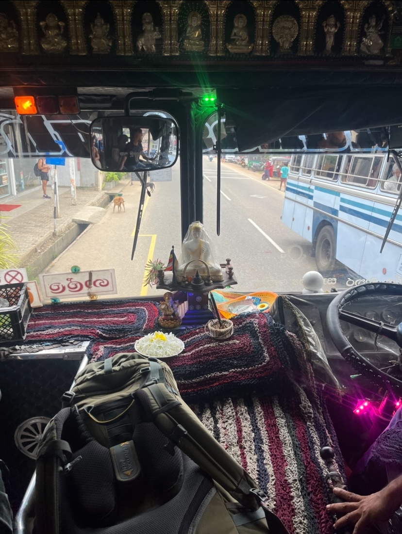 Buddah shrine inside Sri Lankan bus