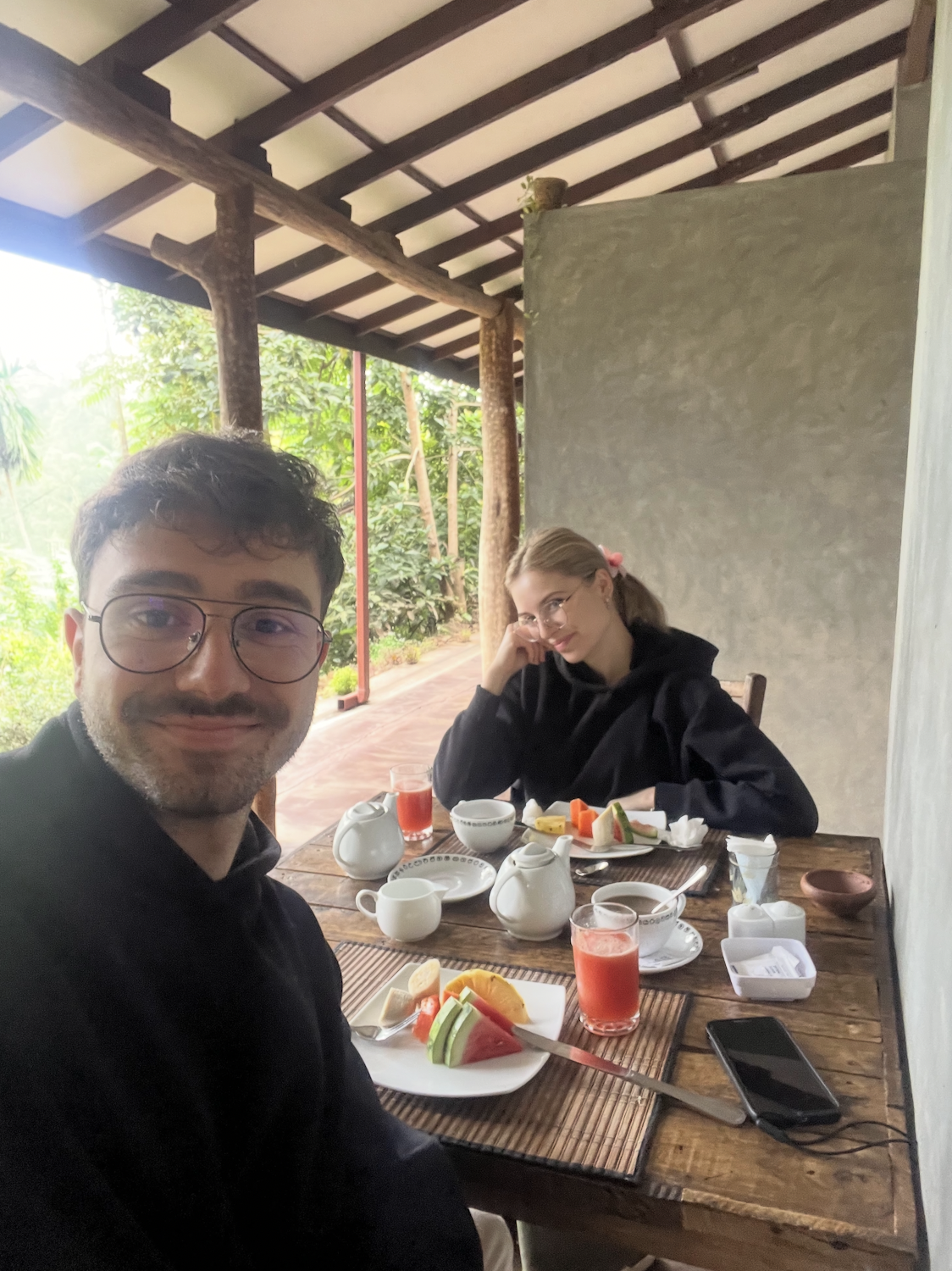 Selfie having breakfast at Spice Lodge Guesthouse Ella Sri Lanka