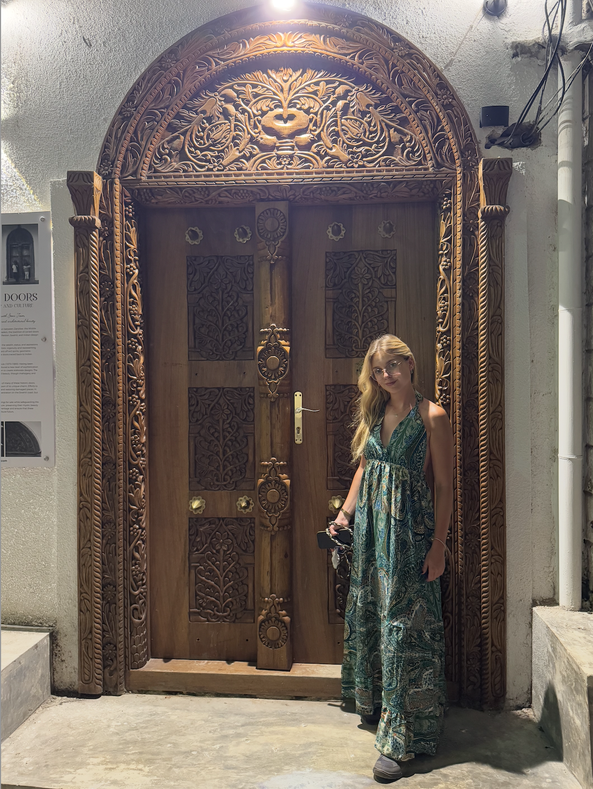 Traditional ornate wooden carved doors in Stone Town Zanzibar historical architecture